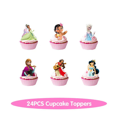 Disney Princess Birthday Decoration Tableware Paper Cups Plates Balloons Tablecloth Backdrop Banner Party Supplies For Baby Kids