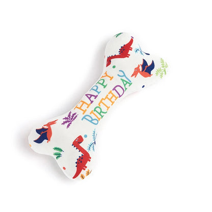 the BIRTHDAY BONE - Dog Toys, Bone Bite Resistant Interactive Toys, Relieve Emotions Squeaking Sound Plush Chew, Vocalize Toys - Birthday Gift