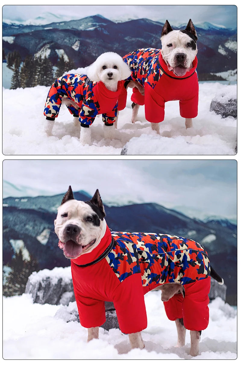 Winter Dog Clothes Super Warm Large Dogs Jacket Thicken Pet Cotton Coat Waterproof Dog Jumpsuits For French-Bulldog Overalls