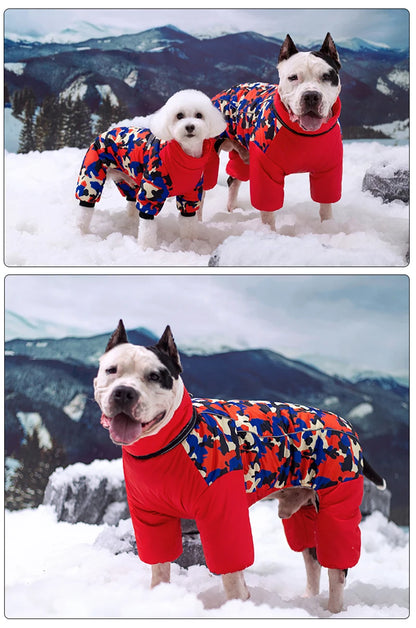 Winter Dog Clothes Super Warm Large Dogs Jacket Thicken Pet Cotton Coat Waterproof Dog Jumpsuits For French-Bulldog Overalls