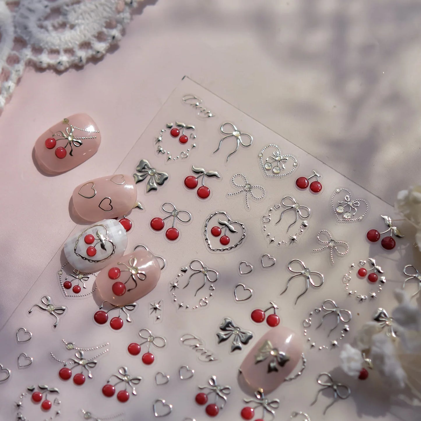 Colorful Balloon Cute Puppy Flower Cherry Bowknot Love Happy Dog Animal Self Adhesive Nail Art Sticker Decoration Manicure Decal