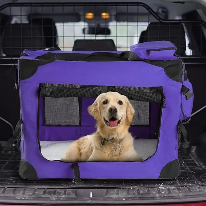 Medium Large Capacity Pet Car Crate Portable Carrier Zipper Closure Breathable Nest for Dogs Folding Dog Cage for Car