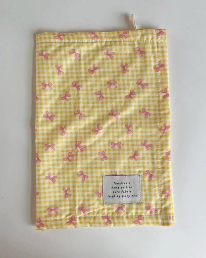 INS Plaid Bow Pet Meal Mat Double-sided Insulation Pad Napkins Cloth Desktop Accessories Shooting Background Cloth