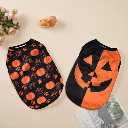 Dog Clothes For Small Medium Dogs Cats Halloween Pumpkin Paw Print Puppy Vest Coat Chihuahua Yorkies Costumes Pet Party Clothing