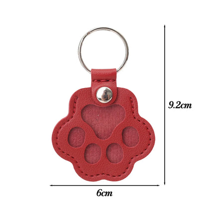 Pet Hair Memorial Keychain PU Leather Keepsake Locket for Cat Dog Fur Collection Memorial Keyring Gifts Decoration Accessories