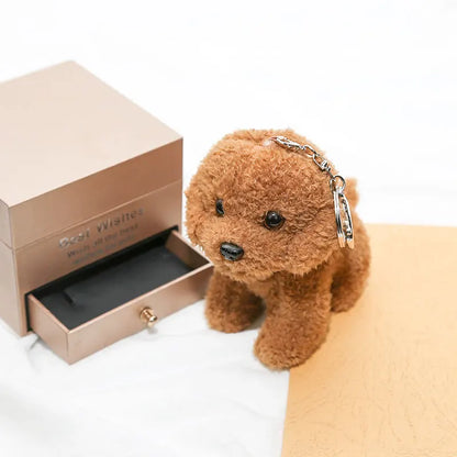 Cute Teddy Dog Plush Keychain Small Pendant Kids Toys Backpack Hangings Stuffed Animals Christmas Birthday Gifts