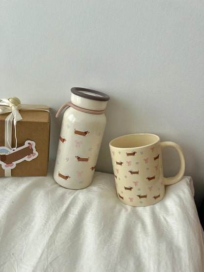 Cute Dachshund Dog Coffee Mug Funny Novelty Ceramic Tea Cup Dishwasher Microwave Safe Home Ideal Gifts for Men Women