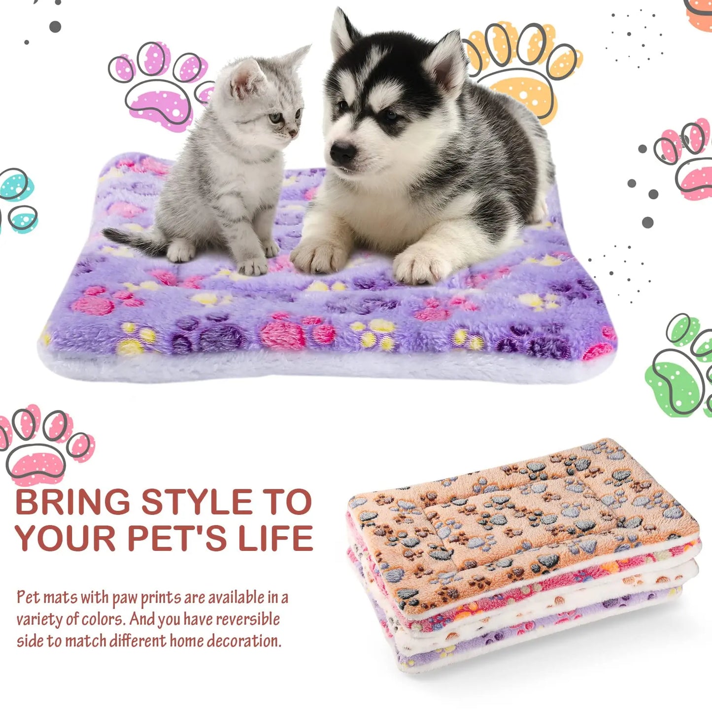 Flannel Pet Mat Dog Bed Cat Bed Thicken Sleeping Mat Dog Blanket Mat For Puppy Kitten Pet Dog Bed for Small Large Dogs Pet Rug