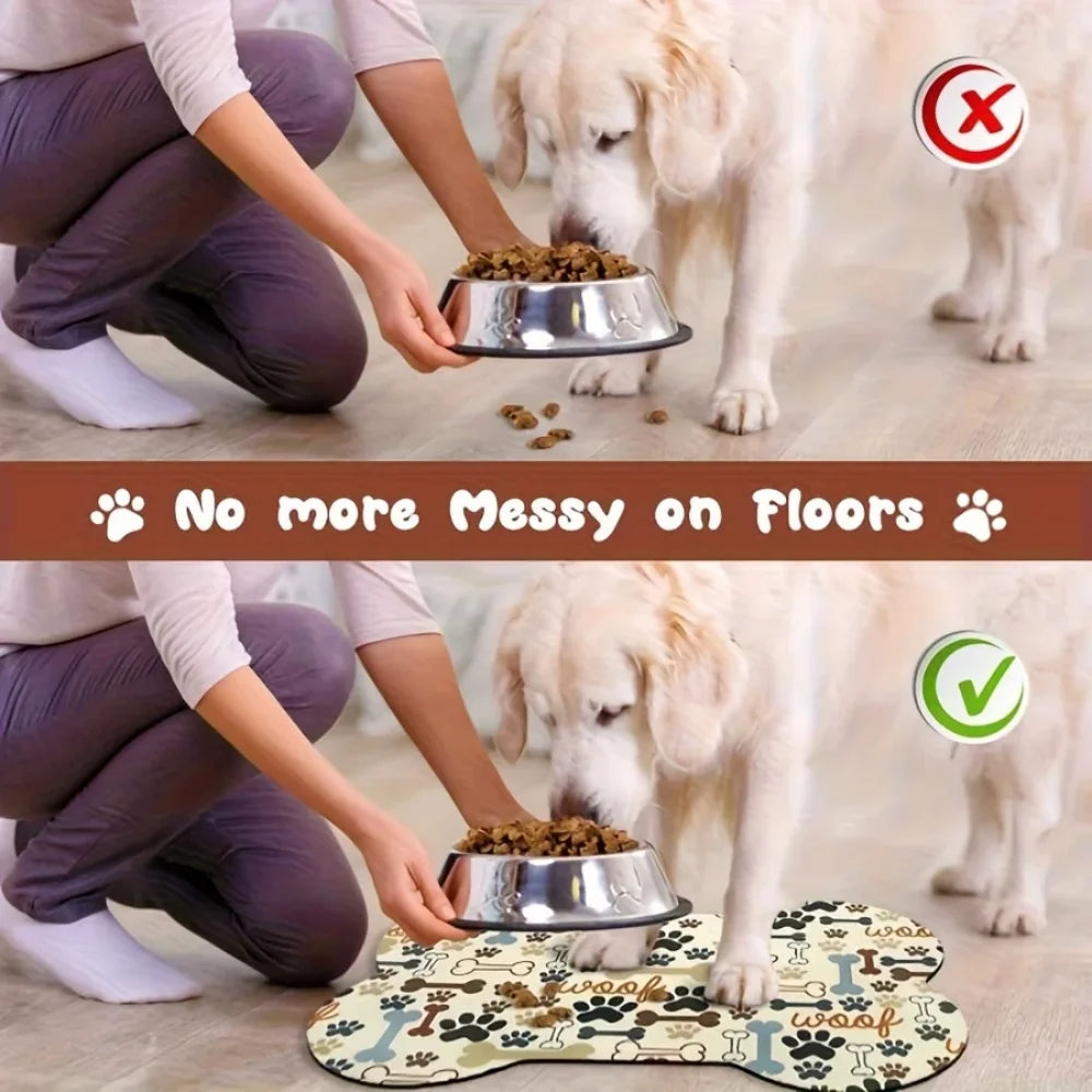 VIKAMA Bone-Shaped Pet Mat Feeding Mat Diatom Mud Carpet Cute Cartoon Floor Mat Waterproof And Dirt-Resistant Home Decoration