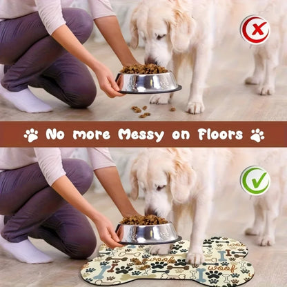 VIKAMA Bone-Shaped Pet Mat Feeding Mat Diatom Mud Carpet Cute Cartoon Floor Mat Waterproof And Dirt-Resistant Home Decoration