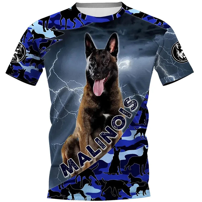 the ROTTWEILER - Fashion Men's Sports T-Shirt, Dutch Belgian Shepherd 3D Print, Outdoor Casual Clothing, Pet Dog Work Uniform, Short Sleeve Tops