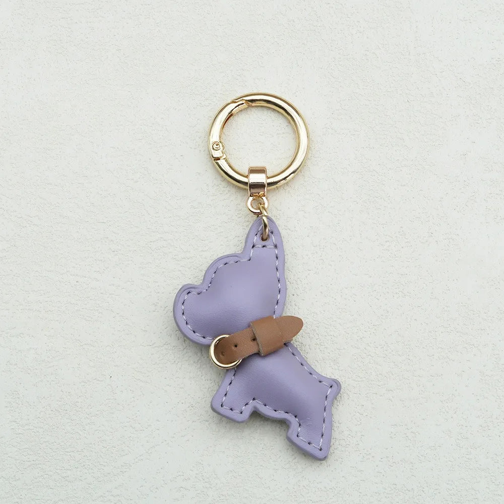 Kawaii Cute Chubby Leather Keychain French Bulldog Charm Dog Dolls Bag Hanging Exquisite Dog Pendant Friend
