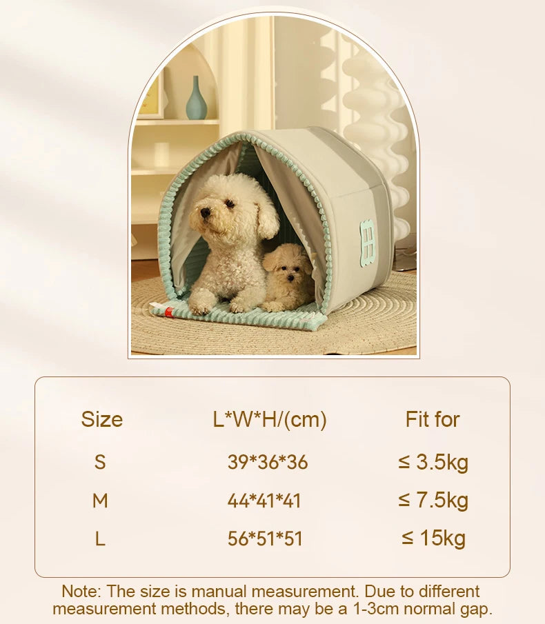 HOOPET  Closed Dog House Winter Windproof Nest for Dogs Cats with Door Curtain Outdoor Portable Cat Tent  Dog Villa Sleep Kennel