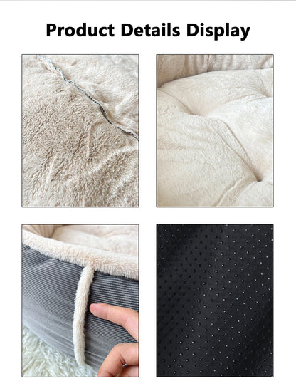 Corduroy Dog Bed Warmth Short Plush Pet Round Beds Soft PP Cotton Filling Sofa for Small Medium Big Dog Pets Dogs Accessories