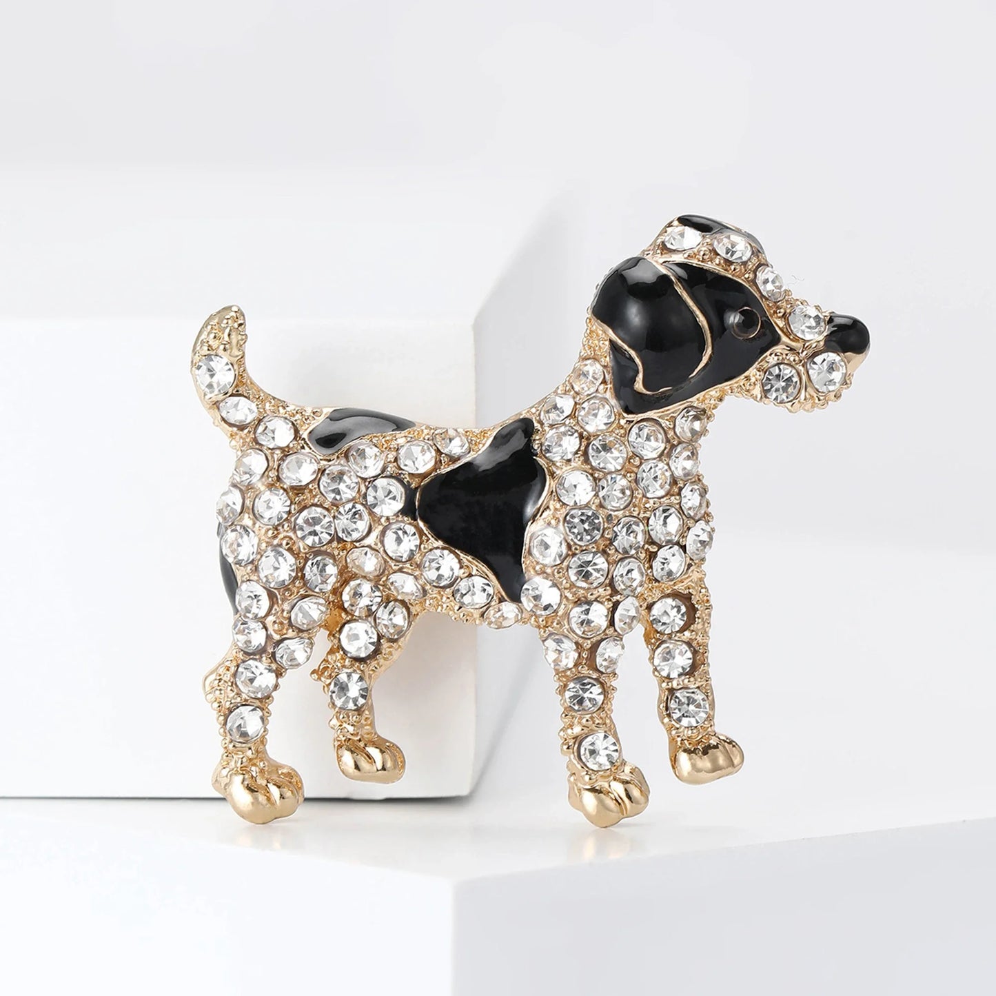 Rhinestone Puppy Brooches for Women Unisex Enamel Animal Pins Dog Lapel Pins Event Party Backpack Decoration Clothes Accessories