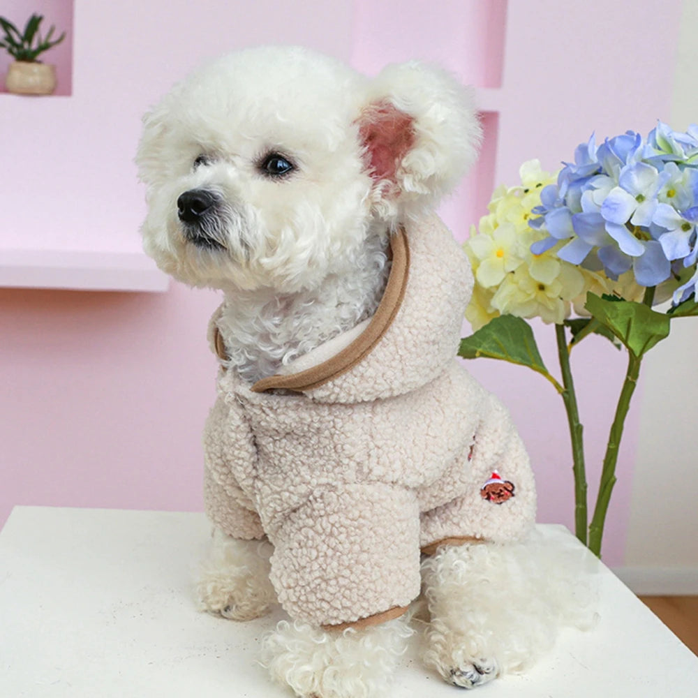 Winter Warm Pet Lamb Velvet Hoodie Clothes Comfortable Dog Coat Suitable Small Dogs Pet Outfits Chihuahua Clothing