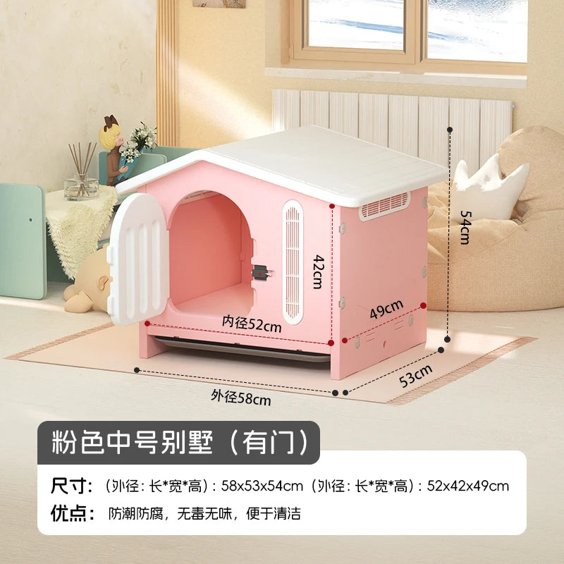 the ADORABLE ADOBE - Indoor/Outdoor Dog Villa, Winter Warm Rainproof Windproof Kennel, Small/Medium Dog Teddy/Corgi Doghouse