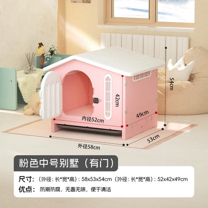 the ADORABLE ADOBE - Indoor/Outdoor Dog Villa, Winter Warm Rainproof Windproof Kennel, Small/Medium Dog Teddy/Corgi Doghouse