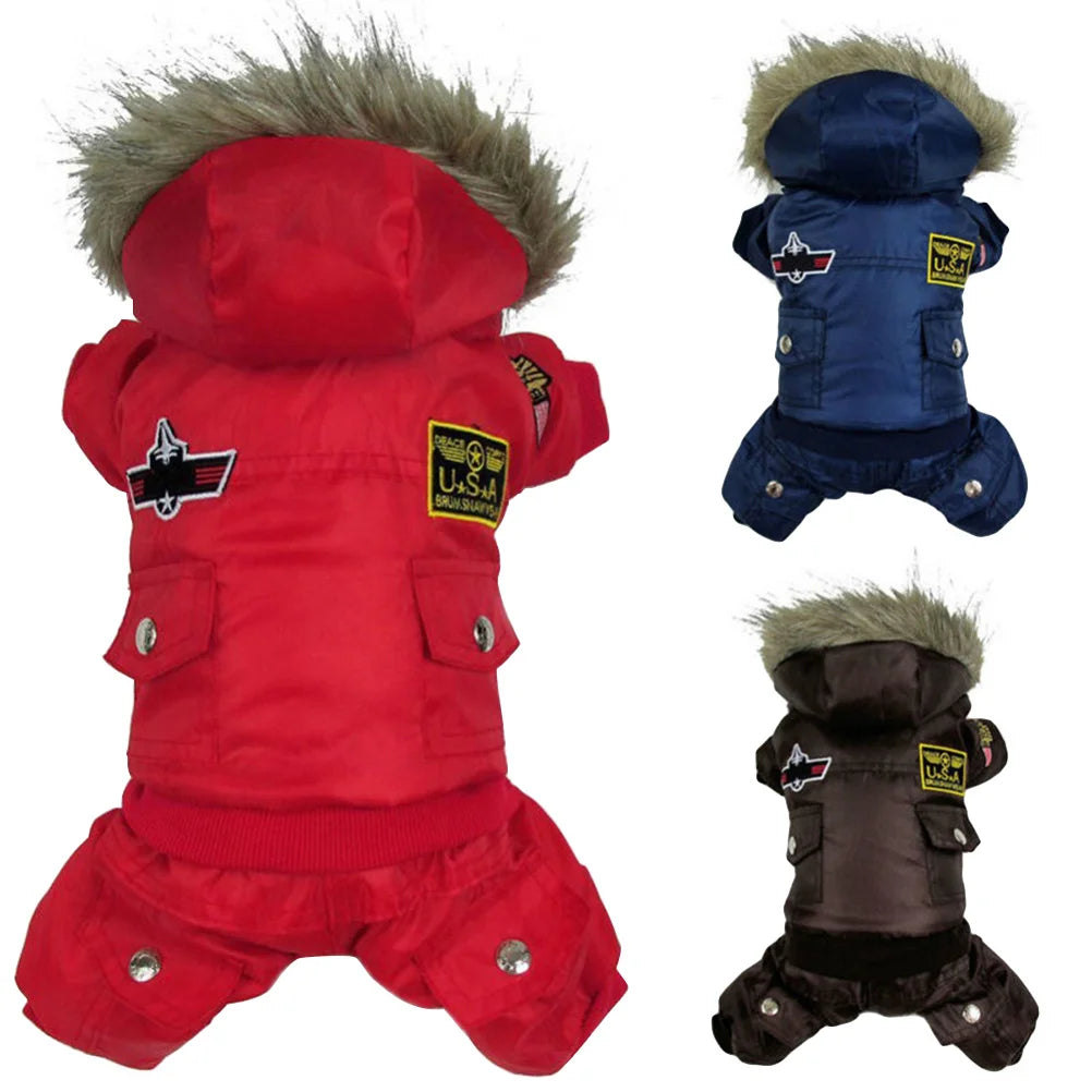 the FURRY COAT - Winter Warm Windproof USA Dog/Puppy Coat Hoodie Outwear S Blue, Comfortable Wear Indoors/Outdoors Pet Clothes