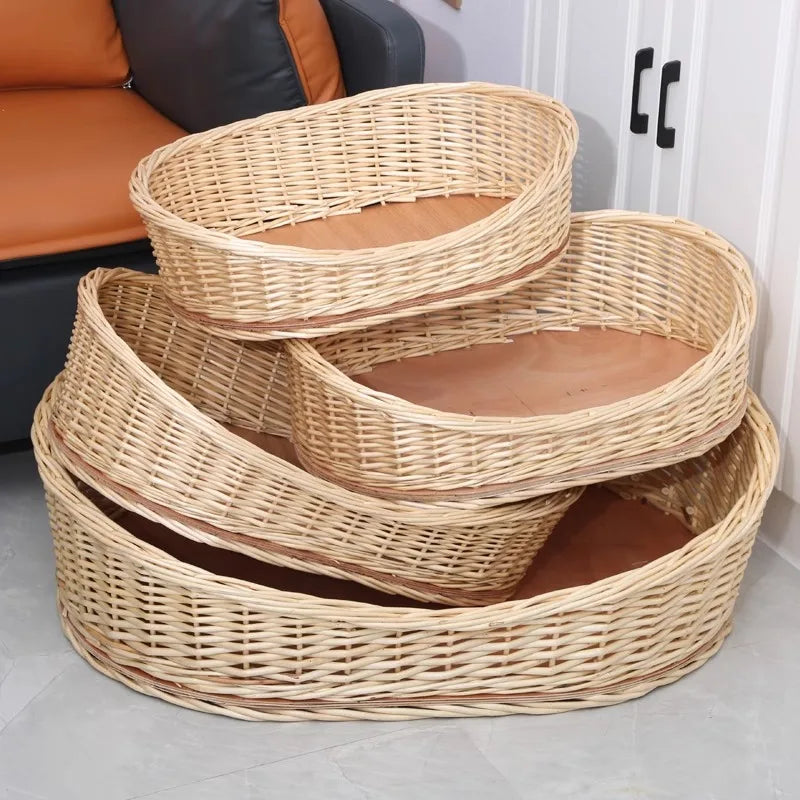 Willow Vine Weaving Dog House Summer Cool Cat Bed Four Season Universal Small Dog Pet Nest Summer Sleeping Mat Teddy Dog Bed