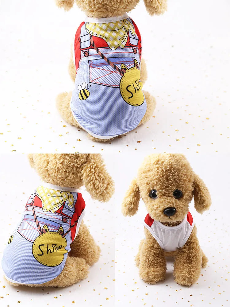 Pet Dog Clothes Cartoon Clothing Puppy Dogs Soft Vests Summer Shirt Casual T-Shirt for Small Pet Supplies