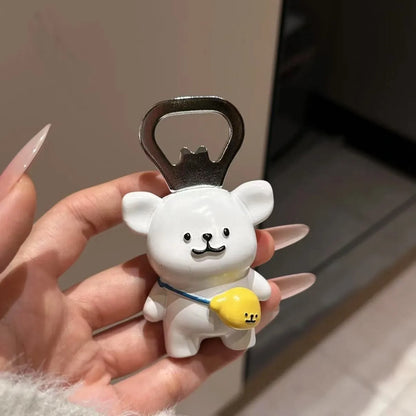 Kawaii Dog 3D Fridge Magnet Bottle Opener Ornament Cartoon Japanese creativity Cute Refrigerator Magnets Kitchen Decoration Gift