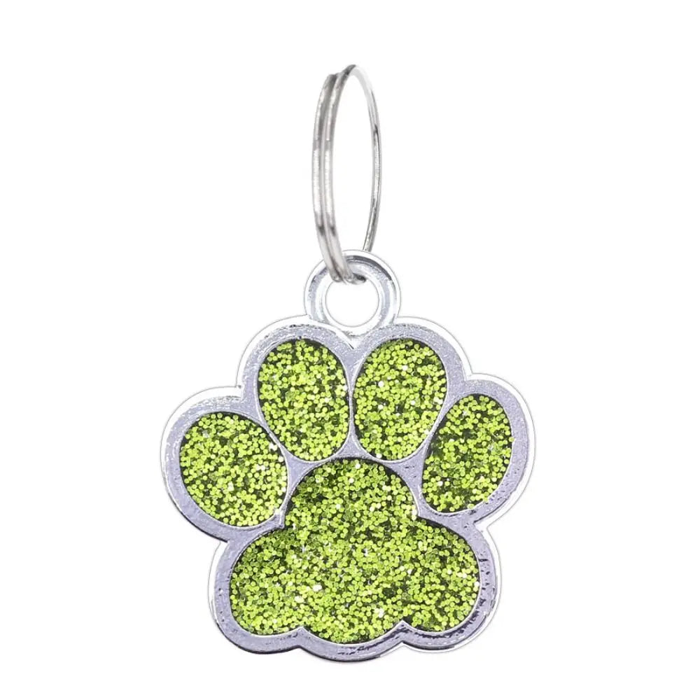 Cat Dog Paw Print Dog Cat Tags Personalized Anti-Lost Pet Glitter Pendant Exquisite with Hook Pet Collar Tag Pendant Kitten