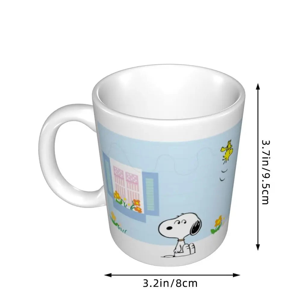 Manga Snoopy Woodstock Cartoon Dog Coffee Mug DIY Customized Ceramic Tea Milk Mug
