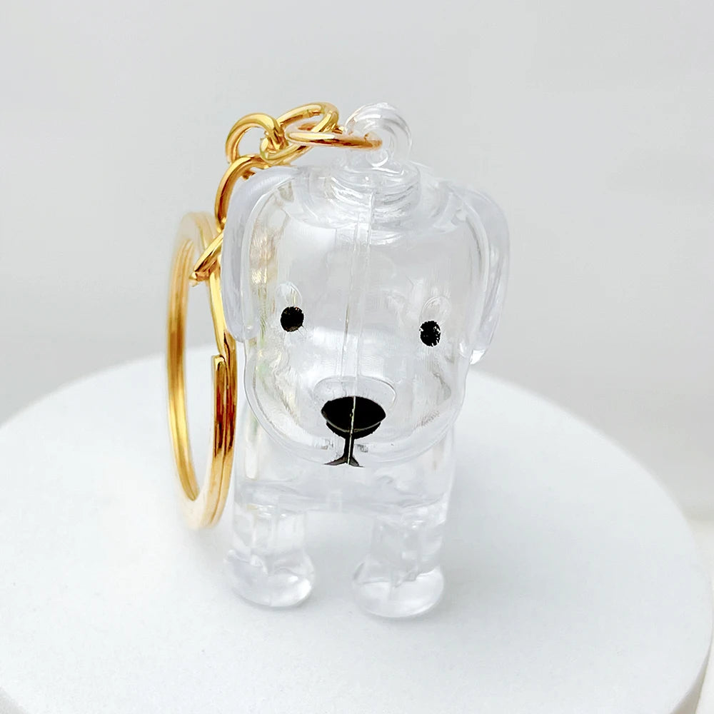 5pcs Dog Hair Storage Keyring Cute Pet Transparent Keychain Bag Car Interior Decoration Pendant Souvenir For Family Members