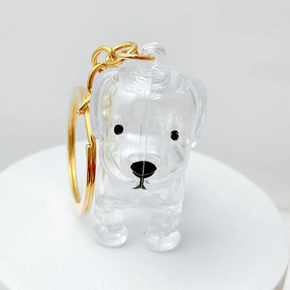 5pcs Dog Hair Storage Keyring Cute Pet Transparent Keychain Bag Car Interior Decoration Pendant Souvenir For Family Members