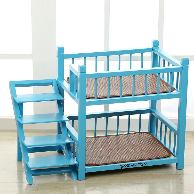 the DOGGY BUNKBED - Dog Bed, Solid Wood Princess Bed, Dog/Cat Under Pet Bunk Bed, High and Low Off the Ground Moisture-Proof Cat Kennel/Dog Kennel