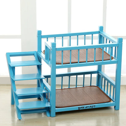 the DOGGY BUNKBED - Dog Bed, Solid Wood Princess Bed, Dog/Cat Under Pet Bunk Bed, High and Low Off the Ground Moisture-Proof Cat Kennel/Dog Kennel
