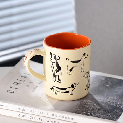 420ml Ceramic Cat & Dog Couple Mug Heat Resistant Milk Coffee Mug Hand Painted Household Juice Cup Microwave Safe