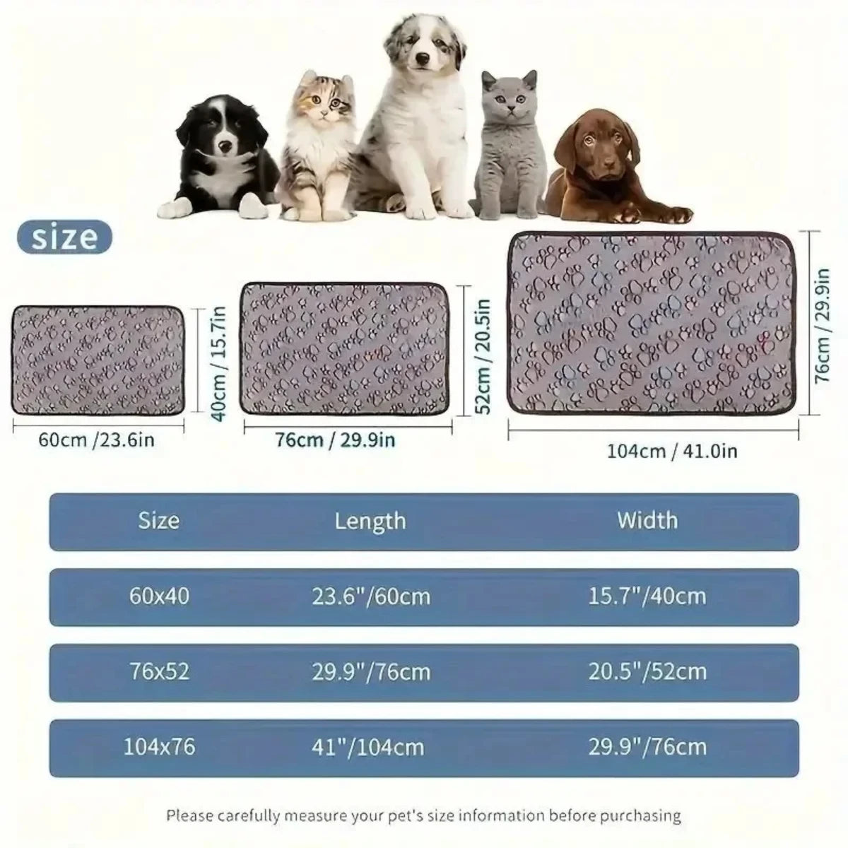 Cute Flannel Pet Blanket Cartoon Dog Paw Print Blanket Pet Mat for Cats and Dogs Warm and Comfortable Blanket for Puppy Kitten