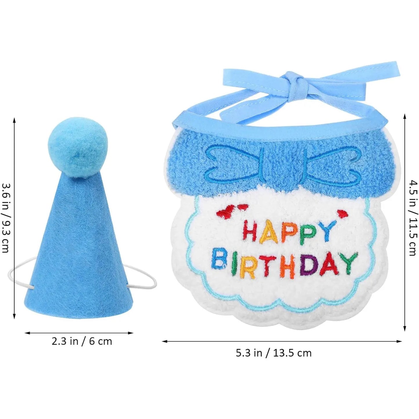 2Pcs Cat Dog Birthday Bandana Scarf  And Party Hat Pet Birthday Bib and Hat Cat Birthday Outfit Pet Birthday Decorations Set