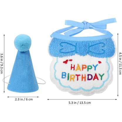 2Pcs Cat Dog Birthday Bandana Scarf  And Party Hat Pet Birthday Bib and Hat Cat Birthday Outfit Pet Birthday Decorations Set