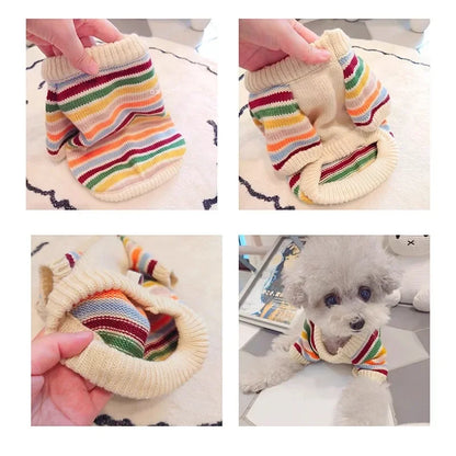 Winter Warm Clothes for Bichon Frise, Teddy, Yorkie, and Other Dogs. Thick Two-paw Sweater for Autumn and Winter Dog Walking.