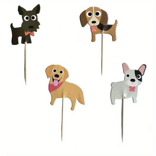 24Pcs Dog Face Cupcake Toppers  Cake Topper Puppy Birthday Garland Pet Theme Party  Decorations Supplies