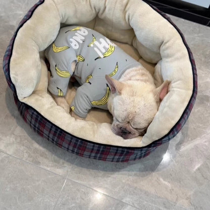 Deep Sleep Dog House High Back Warm Donut Bed for Small Medium Dogs Thick Plush Winter Bed for Teddy French Bulldog Puppies Cats