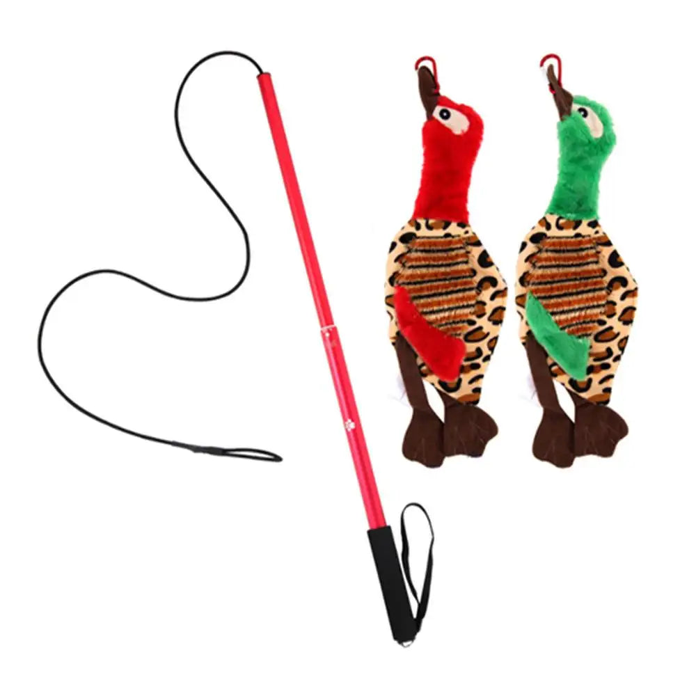 Interactive Flirt Pole Toy Puppy Wand Rope to Chases and Tug of War Durable Teaser Wand with Nylon Rope Tether Lure Toy for Dogs