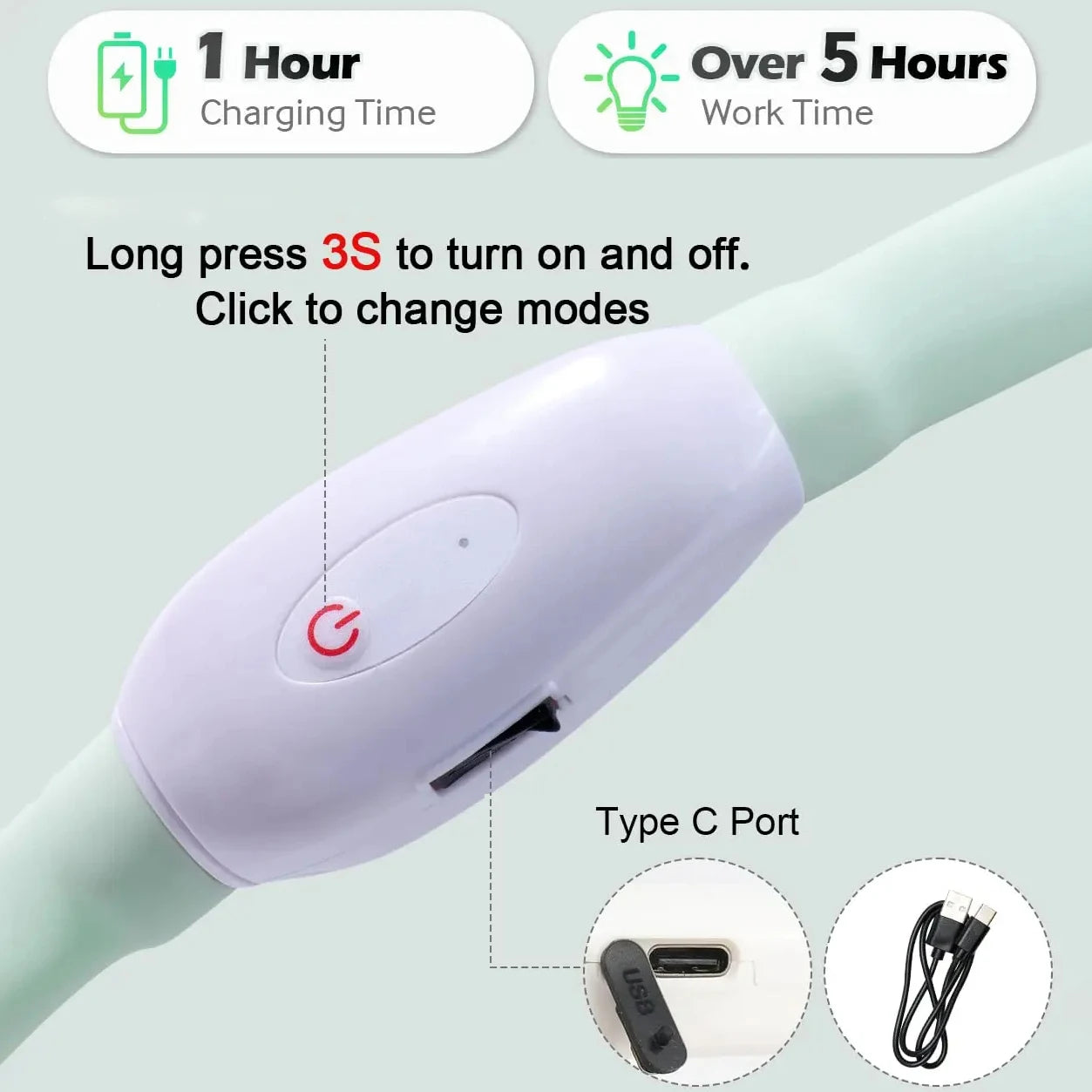 the GLOWGUARD COLLAR - USB Rechargeable Glowing Collar for Large and Small Dogs, LED Glowing Dog Collar - 9 Flashing Modes - Adjustable Soft Silicone Collar