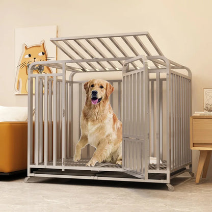 Large Dog House Dog Cage Heavy Duty Metal Kennel Indoor Outdoor Pet Cage For Big Dogs Wholesale Strong Steel Frame