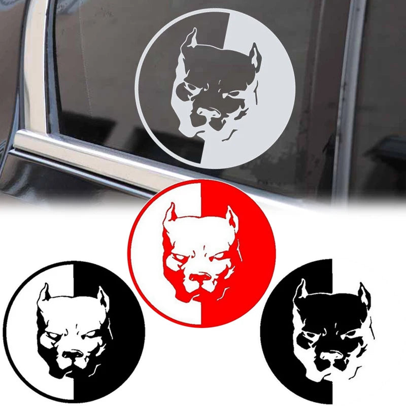 Bulldog Car Stickers Reflective Decals Funny Waterproof Pitbull Dog Car Vinyl Decals Decoration for Fuel Tank Cap 12cmx12cm