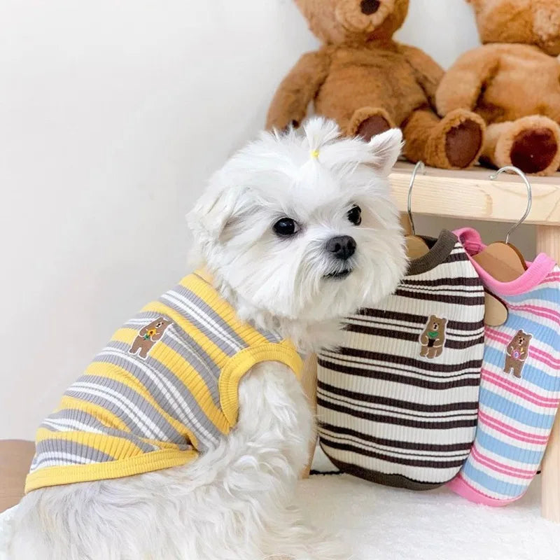 Striped Pet Dog Vest Breathable Dog Clothes Chihuahua Yorkie Clothing  for Small Medium Dogs Cute Puppy T-shirt Pet Supplies