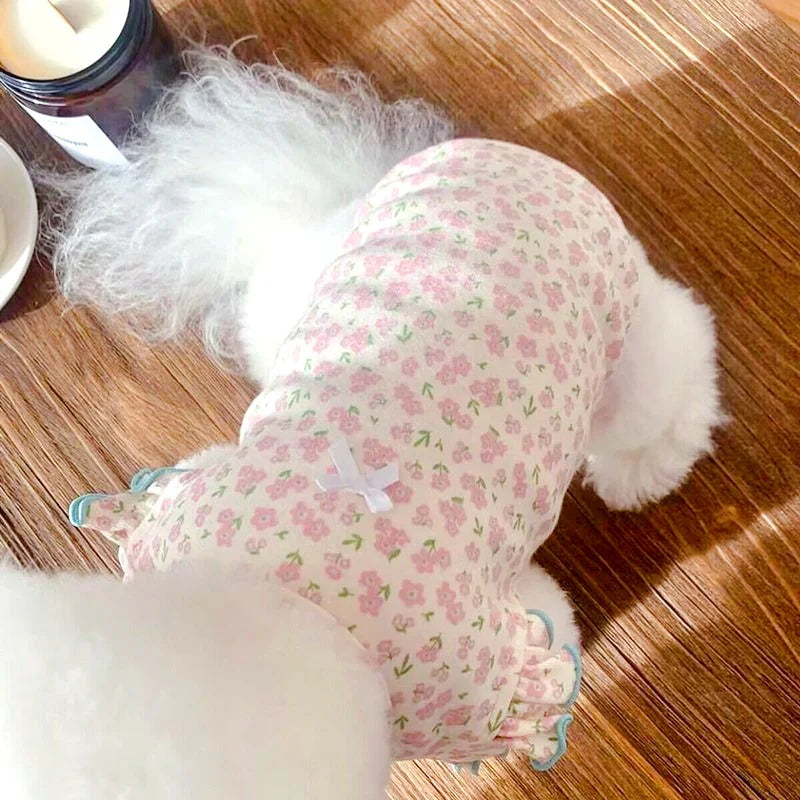 Luxury Dog Clothes Floral Print Dog Vest T-shirt for Chihuahua Bulldog Clothing Spring Lovely Puppy Cat Vest Summer Pet Costume