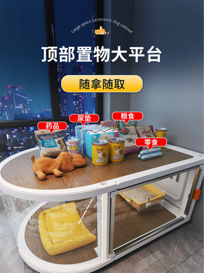 the GALAXY DOGHOUSE - New Kennel Luxury Villa, Pet Dog Cage, Small Dog Indoor Household Large Space Dog Villa with Wheels