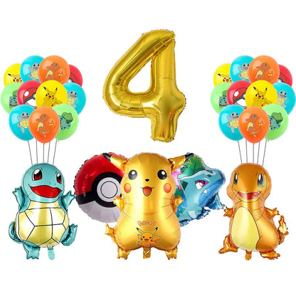 Pikachu Birthday Pokemon Party Decorations Pikachu Foil Balloons Disposable Tableware Plate Napkin Banner For Boy Party Supplies