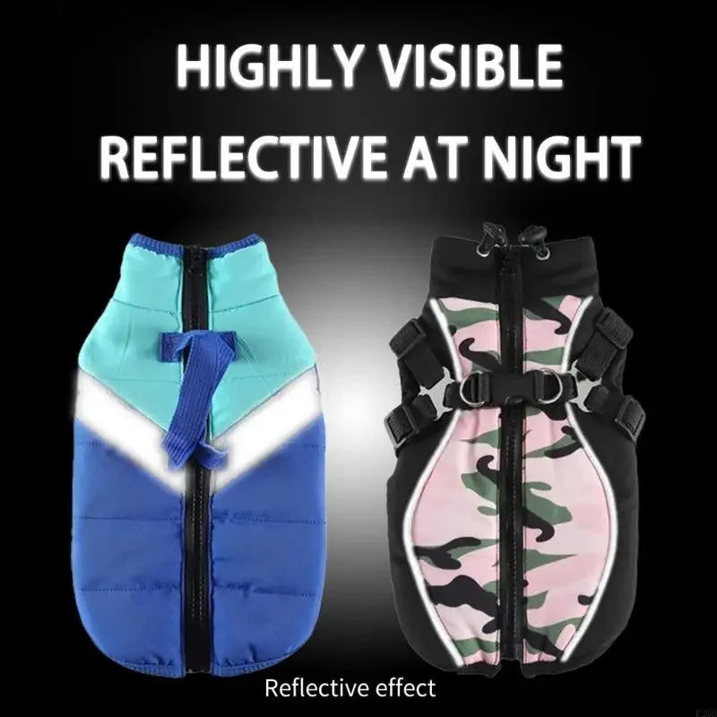 the TRAILBLAZER - Outdoor Activity Insulated Waterproof Dog Winter Vest with Reinforced Harness Attachment, Reflective Pet Warm Coat