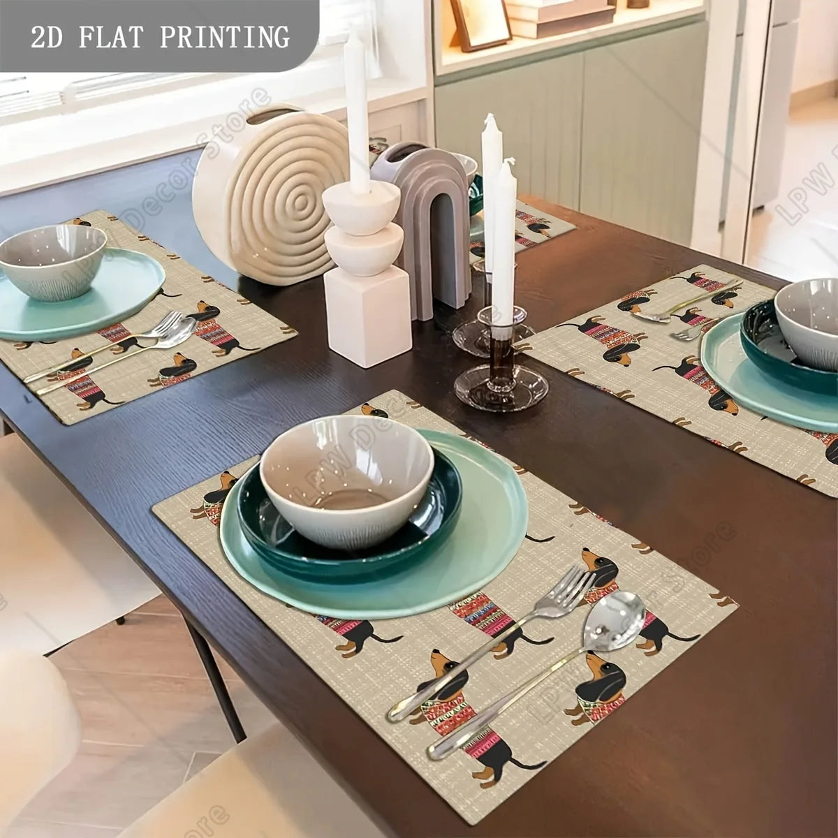 Dachshund Dog Tribe Restaurant Kitchen Table Placemats Coasters Coffee Coasters Home Decor