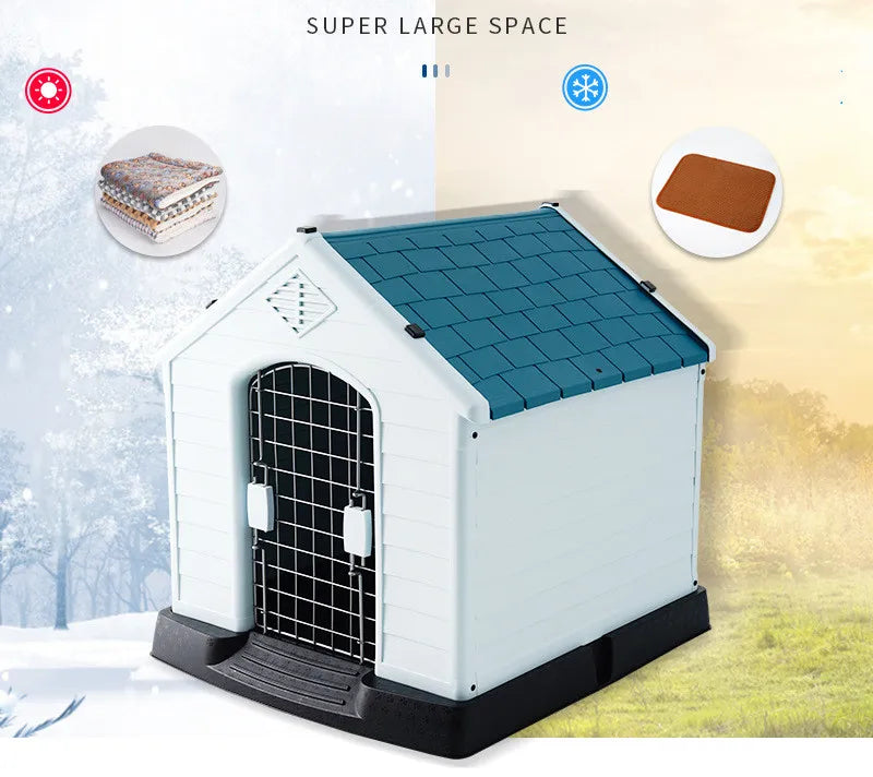 Luxury Dog House Series Outdoor Small Medium Large All Season Rainproof Plastic Kennel Dog House With Window